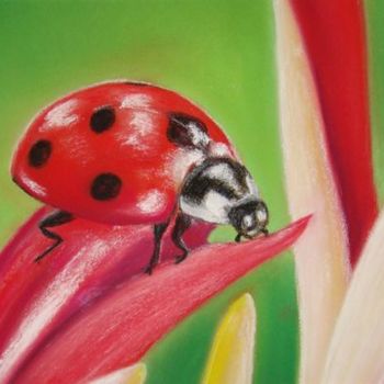 Painting titled "coccinelle" by Martine Cart-Lamy, Original Artwork