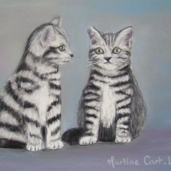 Painting titled "chatons" by Martine Cart-Lamy, Original Artwork