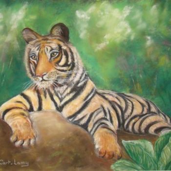 Schilderij getiteld "tigre" door Martine Cart-Lamy, Origineel Kunstwerk