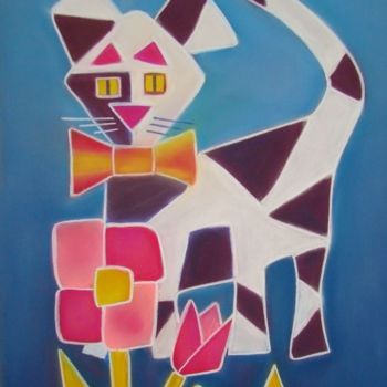 Peinture intitulée "carrément chat!!" par Martine Cart-Lamy, Œuvre d'art originale