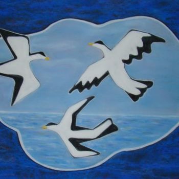 Drawing titled "mouettes" by Martine Cart-Lamy, Original Artwork