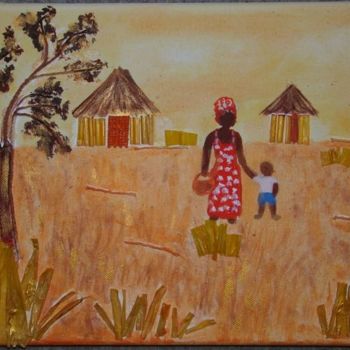 Painting titled "Afrique2" by Martine Cart-Lamy, Original Artwork