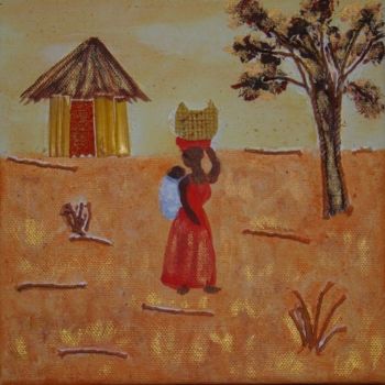 Painting titled "Afrique 3" by Martine Cart-Lamy, Original Artwork