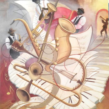 Ζωγραφική με τίτλο "Jazz New-Orleans" από Matray Marie-Christine, Αυθεντικά έργα τέχνης, Λάδι