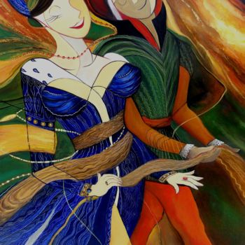 Peinture intitulée "Danse funèbre" par Matray Marie-Christine, Œuvre d'art originale, Huile