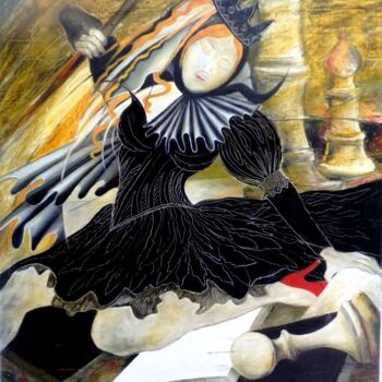 Peinture intitulée "Echec à la reine no…" par Matray Marie-Christine, Œuvre d'art originale, Huile