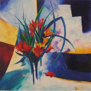 Pintura intitulada "bouquet 1" por Marie Claude Mauffrey, Obras de arte originais, Óleo