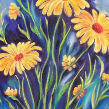 Painting titled "bouquet 3" by Marie Claude Mauffrey, Original Artwork, Oil