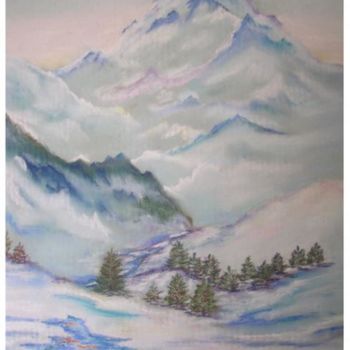 Painting titled "hiver" by Marie Claude Mauffrey, Original Artwork, Oil