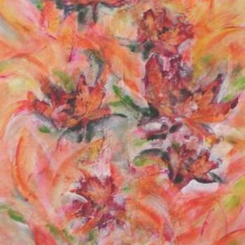 Painting titled "automne" by Marie Claude Mauffrey, Original Artwork, Oil