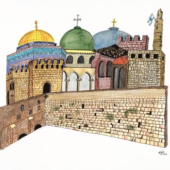"MY JERUSALEM" başlıklı Tablo Mitch Nye tarafından, Orijinal sanat, Suluboya
