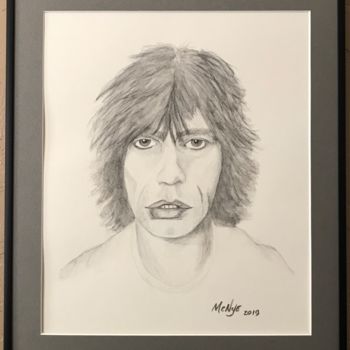 Painting titled "MICK THE STONE" by Mitch Nye, Original Artwork, Watercolor Mounted on Other rigid panel