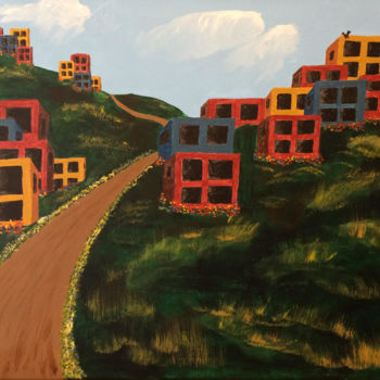 Painting titled "ON THE HILLS" by Mitch Nye, Original Artwork, Acrylic