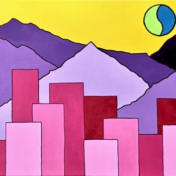 Schilderij getiteld "PURPLE MOUNTAINS MA…" door Mitch Nye, Origineel Kunstwerk, Acryl