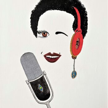 Schilderij getiteld "THE RADIO DJ" door Mitch Nye, Origineel Kunstwerk, Acryl