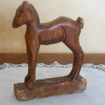 Sculpture titled "petit âne" by Martine Chatain Ottelé, Original Artwork, Wood