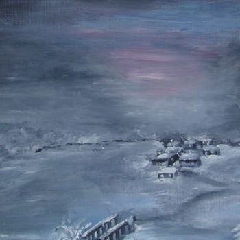 Pittura intitolato "paysage de neige" da Martine Chatain Ottelé, Opera d'arte originale, Olio