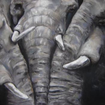 Peinture intitulée "3 elephants" par Mc Palcowski, Œuvre d'art originale, Autre