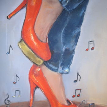 Painting titled "escarpins musique" by Mc Palcowski, Original Artwork, Pastel