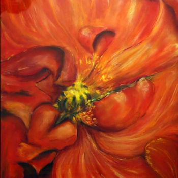 Pintura intitulada "coeur de fleur" por Mc Palcowski, Obras de arte originais, Pastel