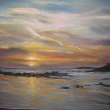 Painting titled "coucher de soleil à…" by Mc Palcowski, Original Artwork, Pastel