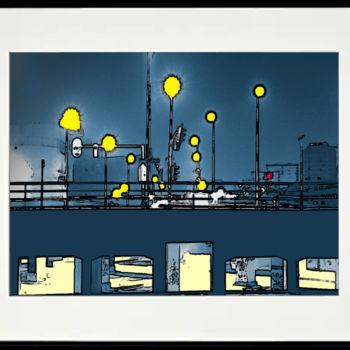 Digitale Kunst getiteld "City At Night II (f…" door Marco Brugts, Origineel Kunstwerk, Digitaal Schilderwerk