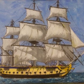 Peinture intitulée "La frégate Hermione…" par Sp, Œuvre d'art originale, Autre