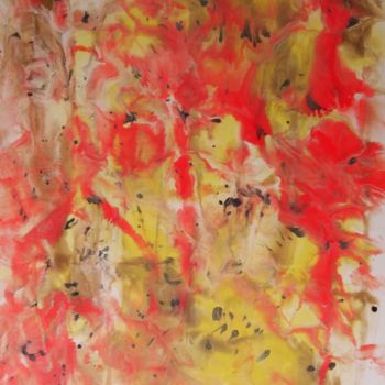 Painting titled "Fuego 2" by María Del Carmen Pérez, Original Artwork, Acrylic Mounted on Wood Stretcher frame