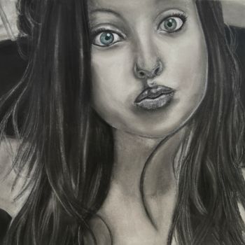 Dessin intitulée "Boudeuse" par Micheline Colle, Œuvre d'art originale, Pastel