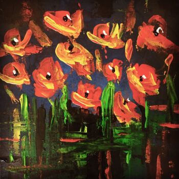 Pittura intitolato "Flowers powers" da Mdamepomme, Opera d'arte originale, Acrilico