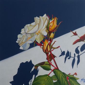 Pittura intitolato "Roses jaunes" da M'Do, Opera d'arte originale, Acrilico Montato su Cartone