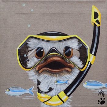 Malerei mit dem Titel "Comme un poisson da…" von M'Do, Original-Kunstwerk, Acryl
