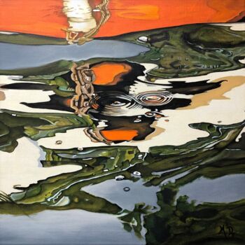 Pintura titulada "Orange à mer" por M'Do, Obra de arte original, Acrílico Montado en Bastidor de camilla de madera
