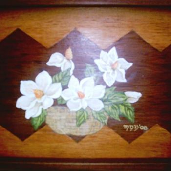 Pintura titulada "Magnolias en bandeja" por Morgana Das Fadas, Obra de arte original