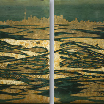 Painting titled "Lake Ontario" by Marie-Dominique Boneu Hyman (MDO), Original Artwork, Lacquer
