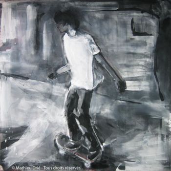 Schilderij getiteld "NY Skateboard" door Mathieu Drié, Origineel Kunstwerk
