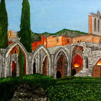 Картина под названием "Abbaye de la Belle…" - Alexey Mednov, Подлинное произведение искусства, Масло