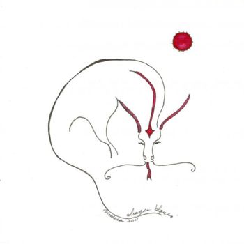 Dessin intitulée "Dragon blanco" par Medora, Œuvre d'art originale