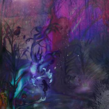 Digitale Kunst mit dem Titel ""En Forêt"" von Medushiva, Original-Kunstwerk, Digitale Malerei