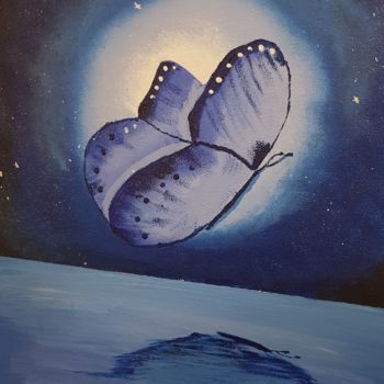 Peinture intitulée "Butterfly fly away" par Madiha Charrada, Œuvre d'art originale, Acrylique
