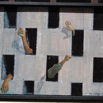 Картина под названием "46 prison bleue" - Marie-Emmanuelle Franquelin, Подлинное произведение искусства