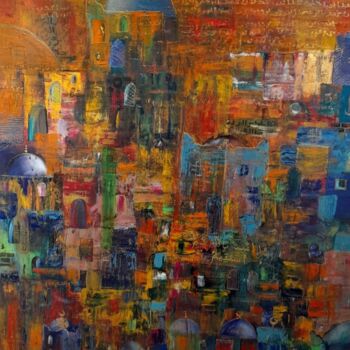 Painting titled "Town n-5" by Mehdi Abtroun, Original Artwork, Acrylic