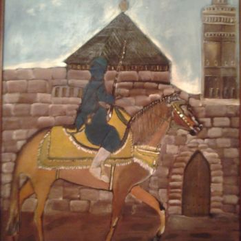 Painting titled "LE CAVALIER" by Mehdi Belabyad, Original Artwork