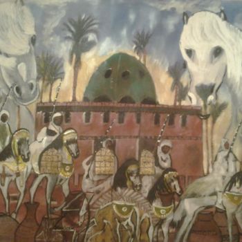 Pittura intitolato "les chevaux mirages" da Mehdi Belabyad, Opera d'arte originale