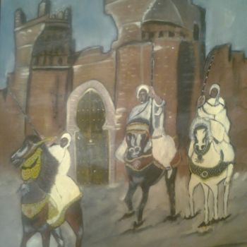 Peinture intitulée "les chevaux de tbou…" par Mehdi Belabyad, Œuvre d'art originale