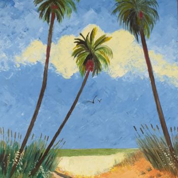 Peinture intitulée "Palmiers3" par Mehdi Elghazi, Œuvre d'art originale, Huile