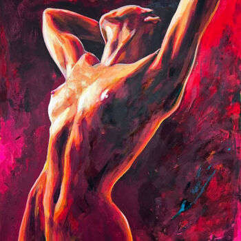 Painting titled "Naked Girl dancing…" by Mehdi Fahraji, Original Artwork, Acrylic