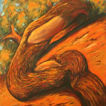 Pintura intitulada "Desert and Tamarix…" por Mehdi Fahraji, Obras de arte originais, Óleo