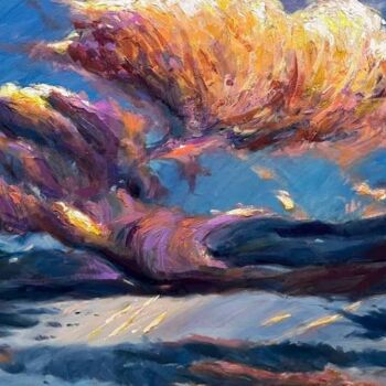 Peinture intitulée "Fly to the sky" par Mehdi Fahraji, Œuvre d'art originale, Huile