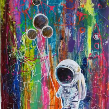 Peinture intitulée "A Space Adventure w…" par Mehdi Fahraji, Œuvre d'art originale, Acrylique